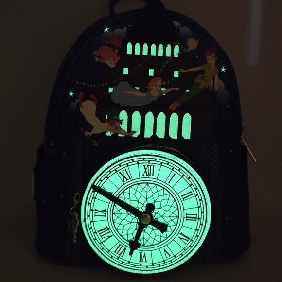 Loungefly Disney Peter Pan Glow Clock Backpack - Picture 6 of 13